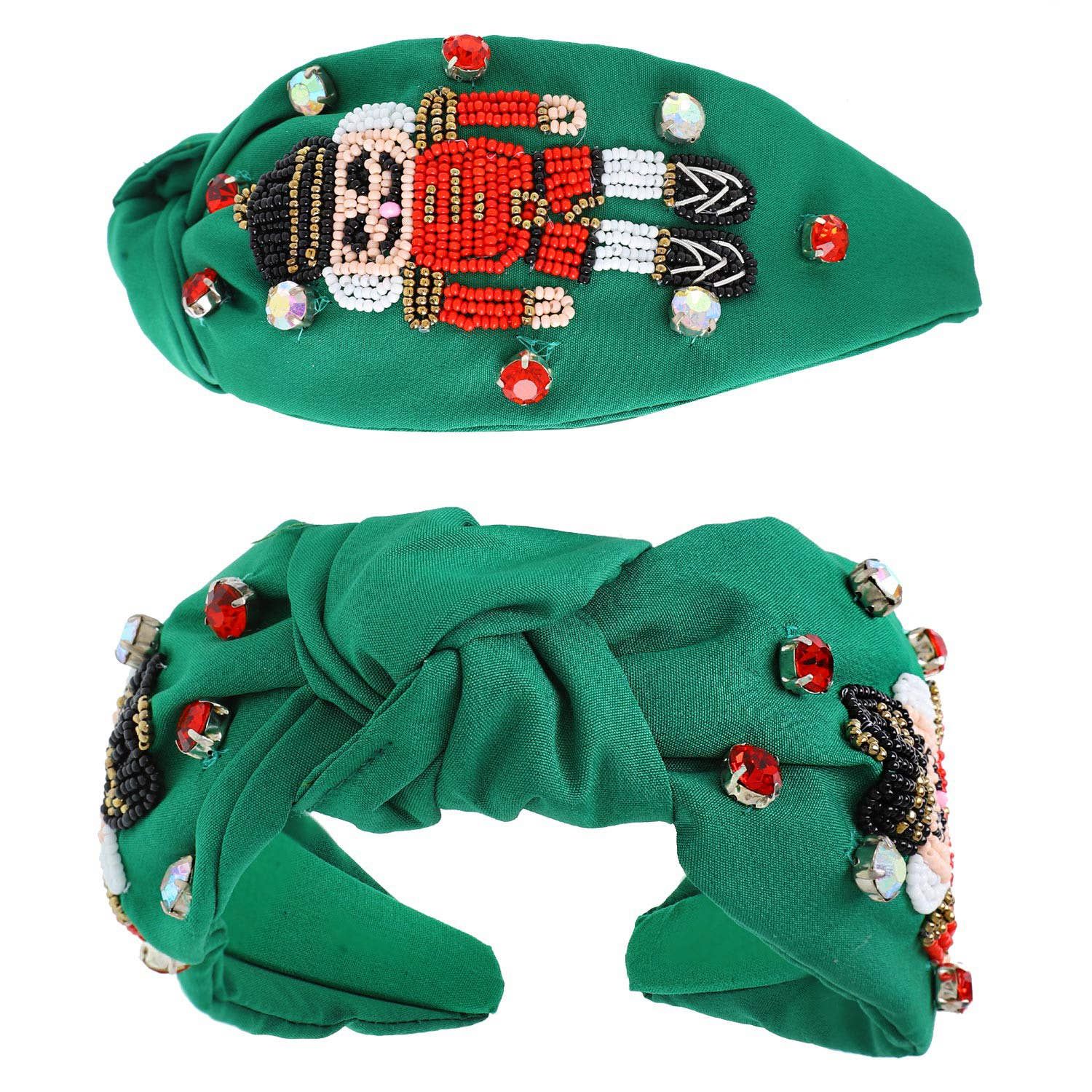 NUTCRACKER JEWELED KNOTTED CHRISTMAS HEADBAND, Color: Green