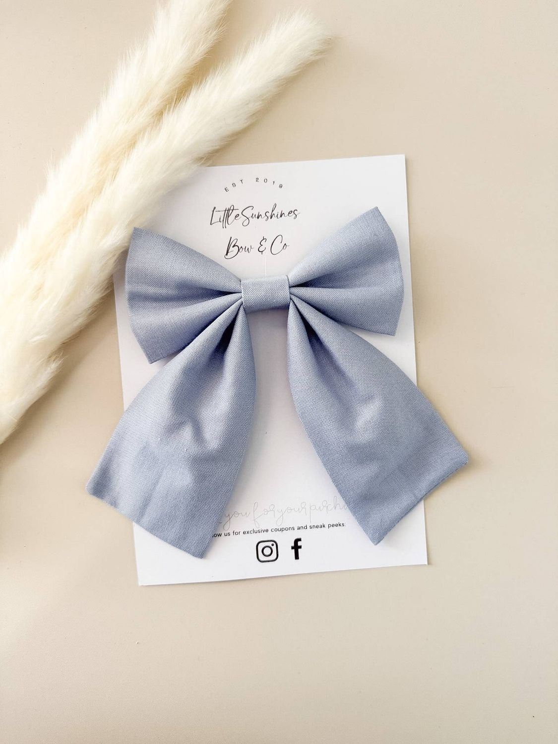 Soft Steel Blue Sailor Hair Bow