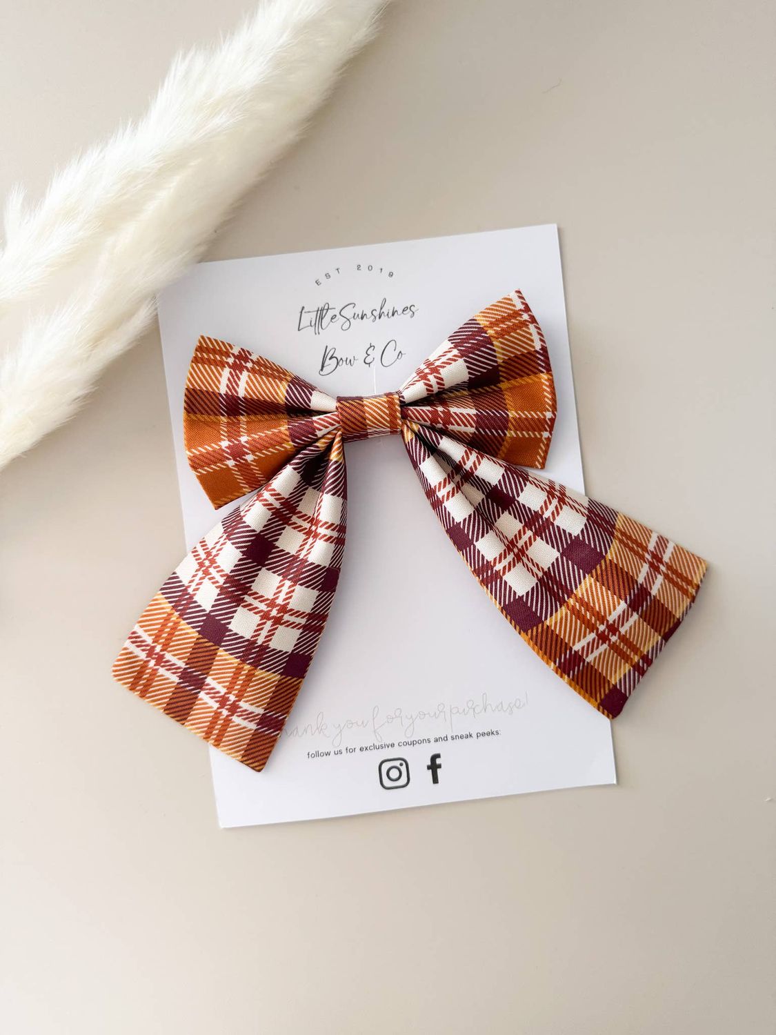 Burgundy Plaid Fall Sailor Bow