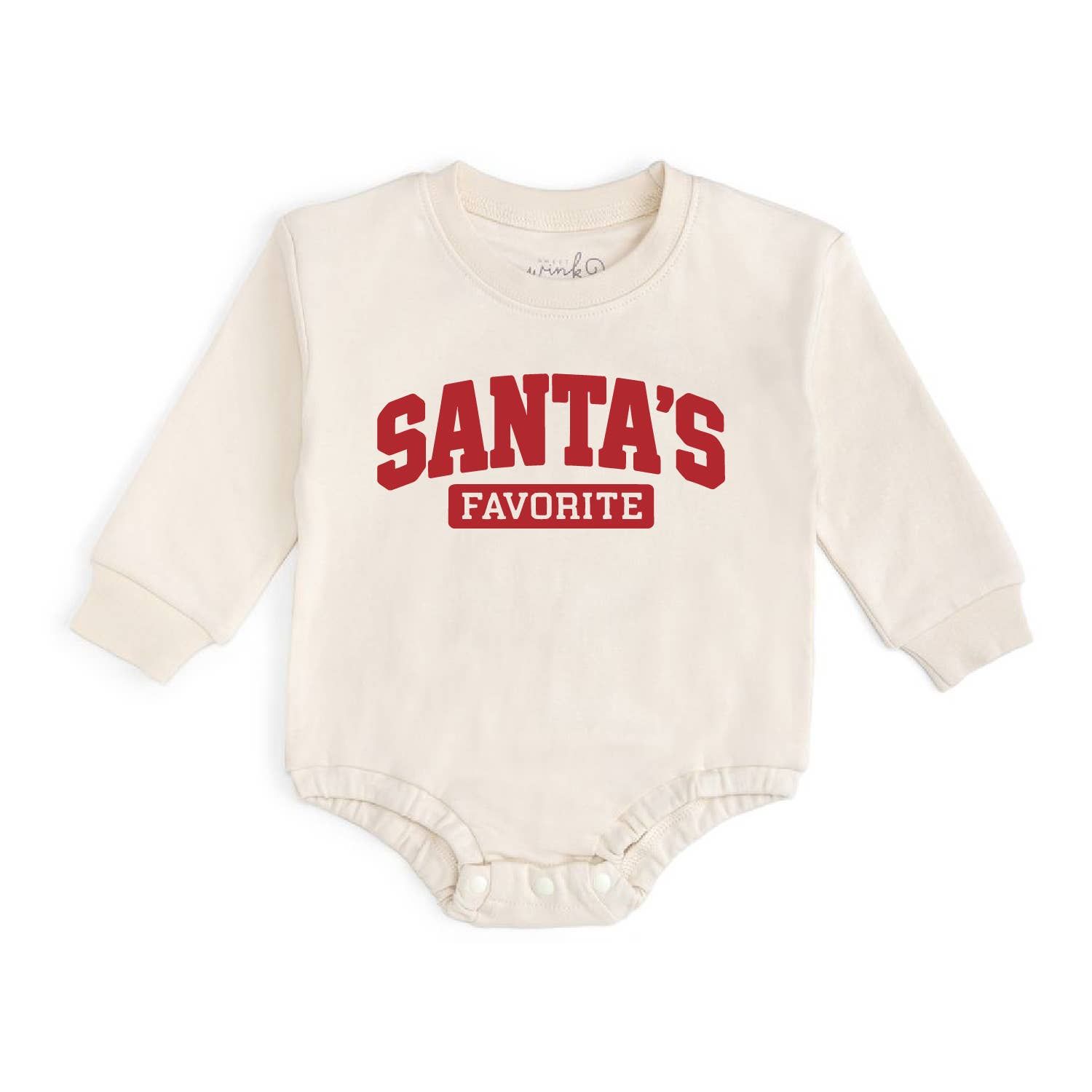 Santa's Favorite Puff Ink Christmas Long Sleeve Romper -Baby, Size: 12-18M