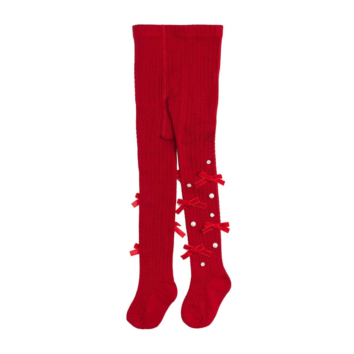Ruby Red Bedazzled Tights - Holiday Accessories, Size: 6-8Y