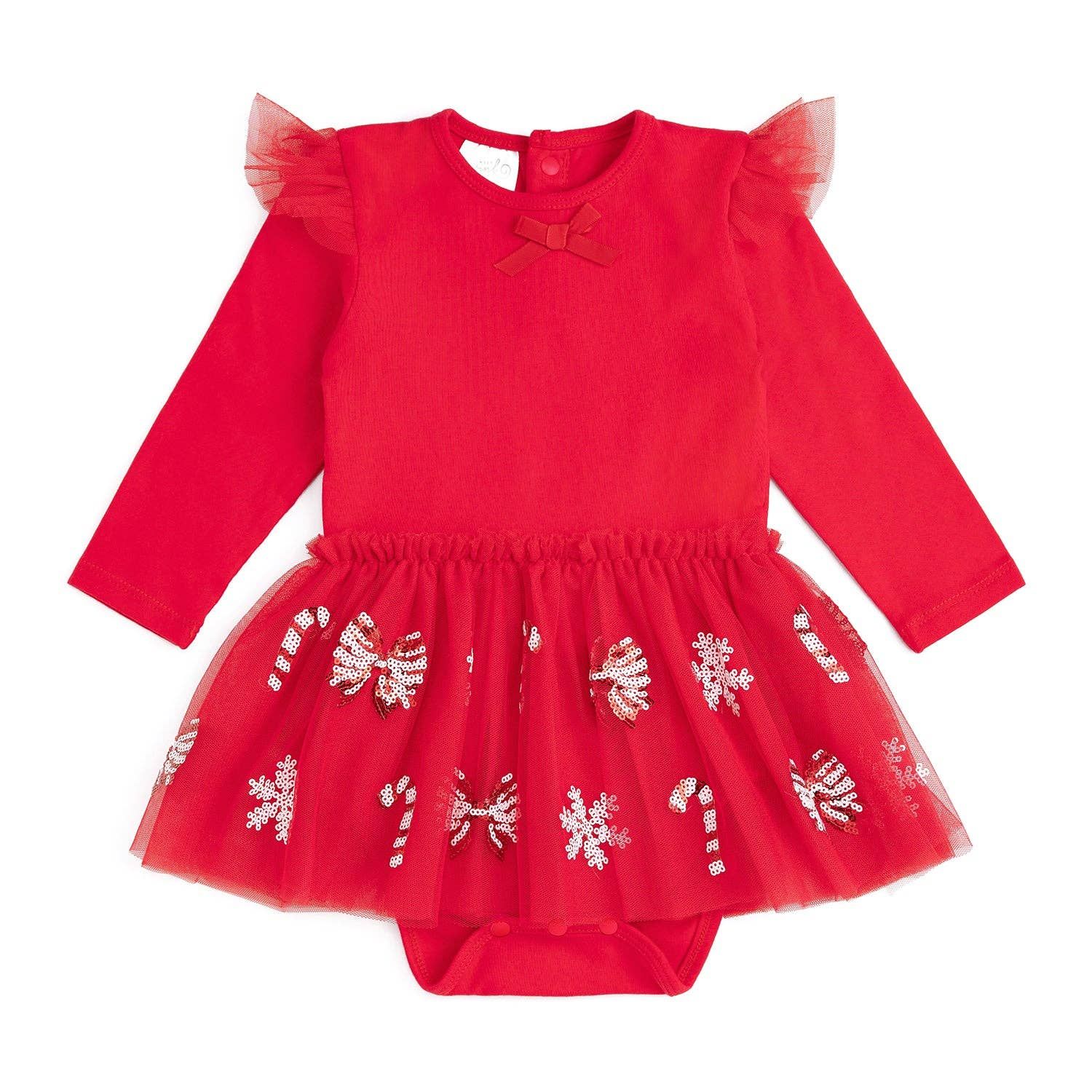 Peppermint Swirl Christmas Long Sleeve Tutu Bodysuit - Baby, Size: 0-3M