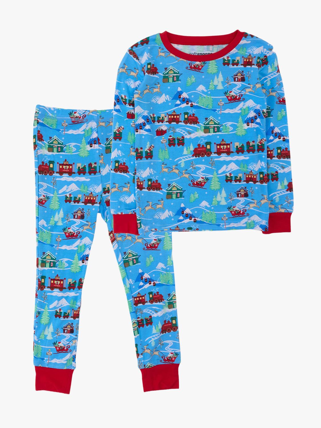 Kids Bamboo Winter Wonderland Christmas Train Express Long Sleeve Pajama Set
