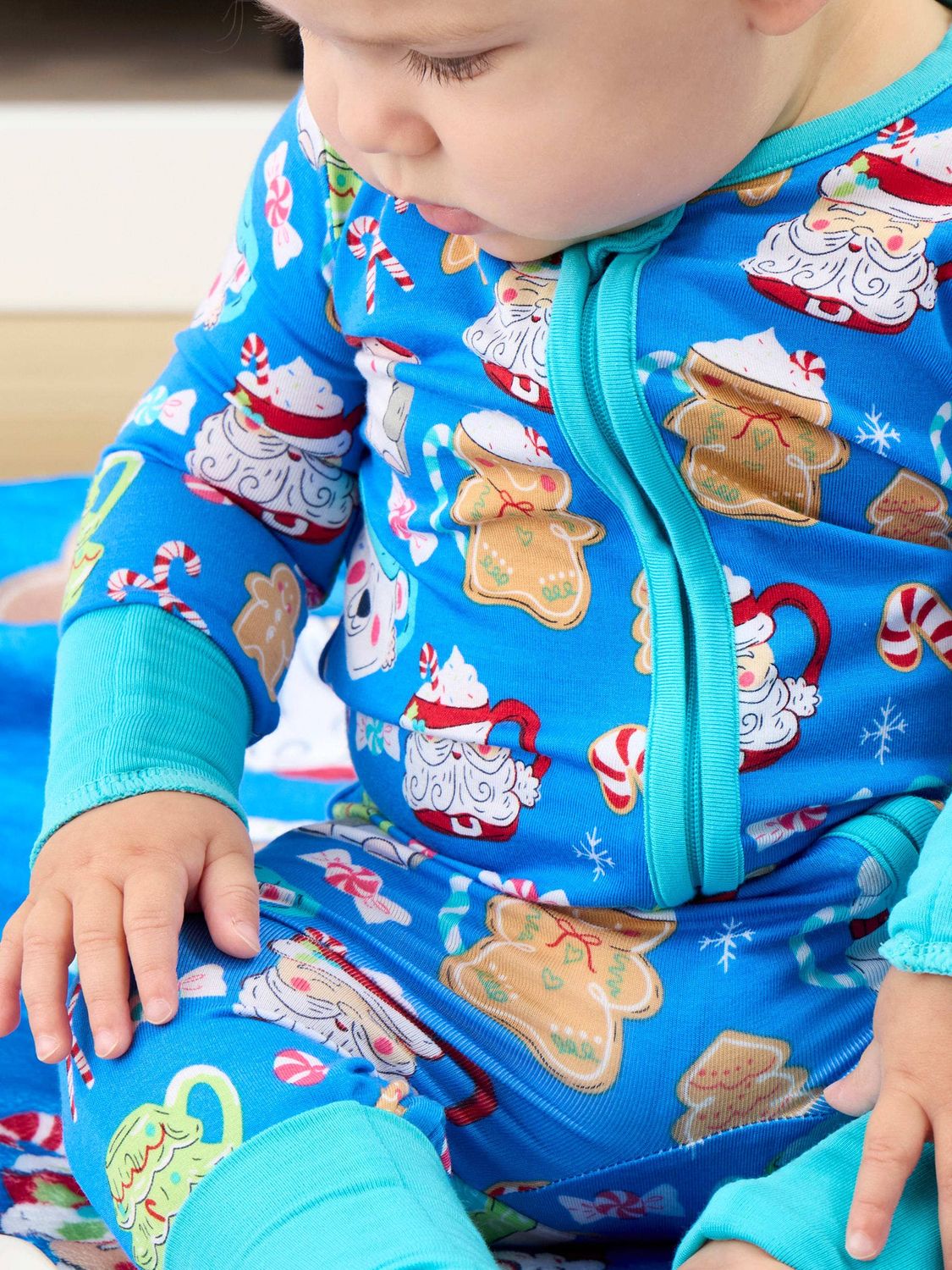 Baby Bamboo Blue Hot Cocoa Cuties Convertible One Piece Footie Pajama