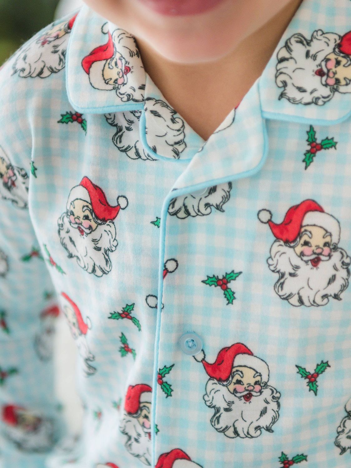 SoftSnooze™ Boys Blue Dear Santa Long Sleeve Button Up Pajama Set