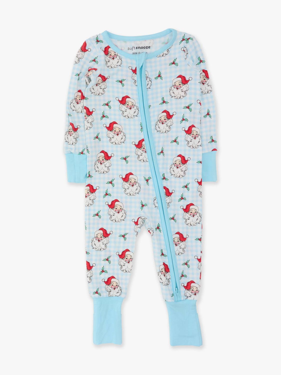 Baby Bamboo Viscose Blue Dear Santa Convertible One Piece Footie Pajama