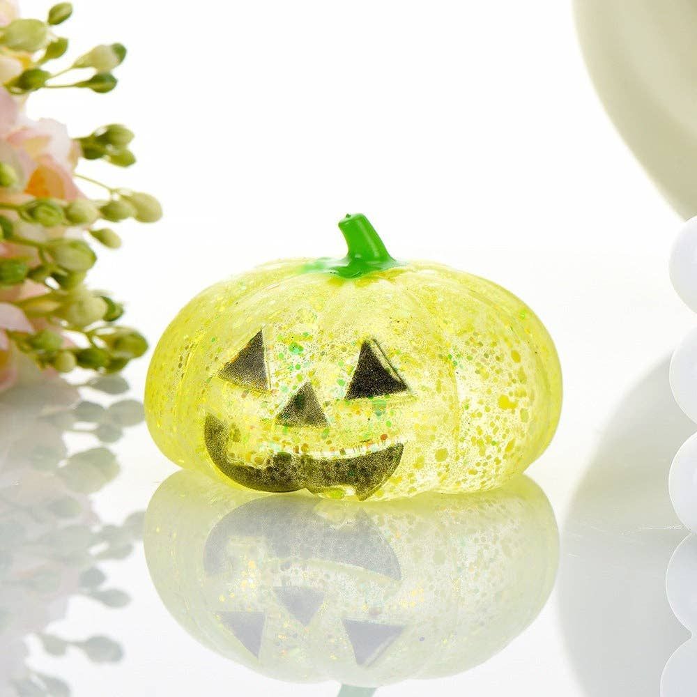 Glitter Pumpkin Halloween TPR Squishy Toy, Color and Design: Gold Pumpkin Squishy Toy