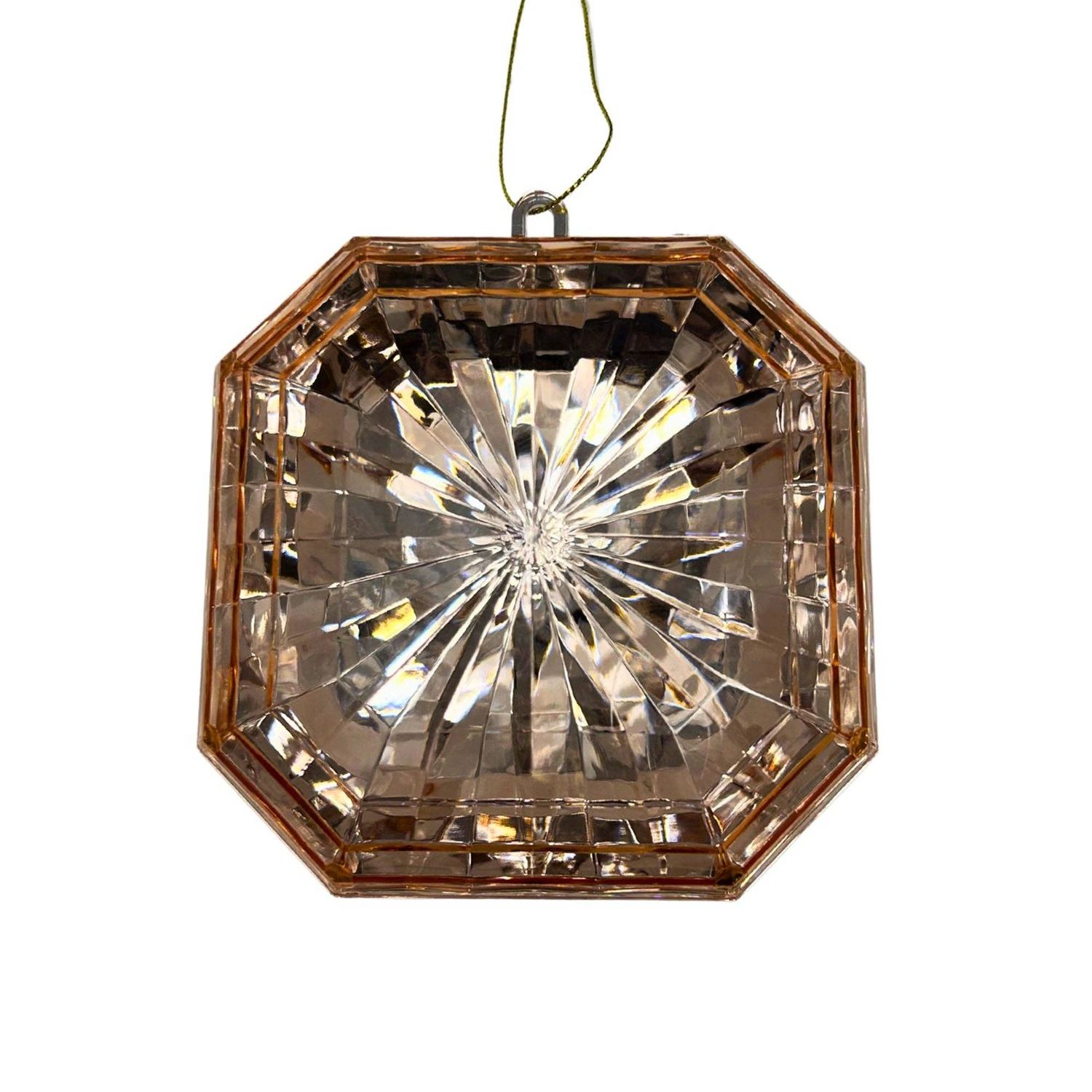 Plastic square Diamond Ornament - Rose Gold 4.7x5.1x2"
