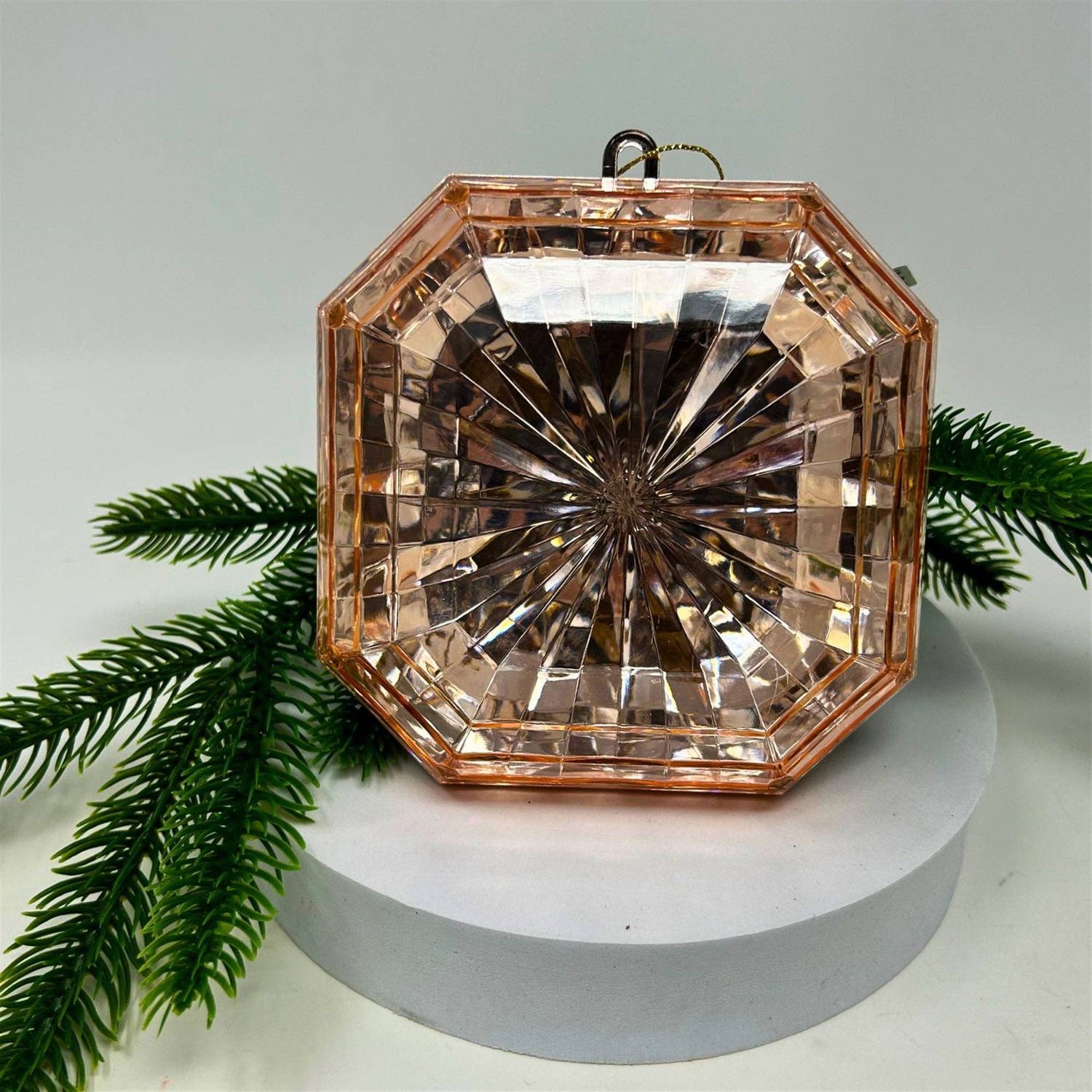 Plastic square Diamond Ornament - Rose Gold 4.7x5.1x2"