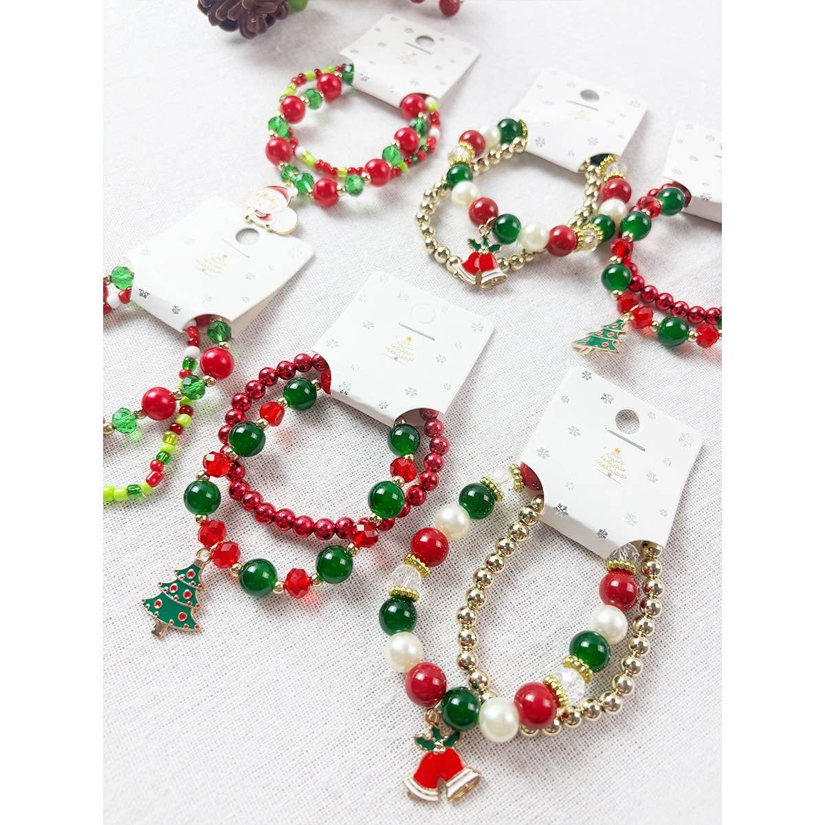 Christmas Theme Double Layered Bracelet with Charm, Color: MIX COLOR, Size: ONE(12)