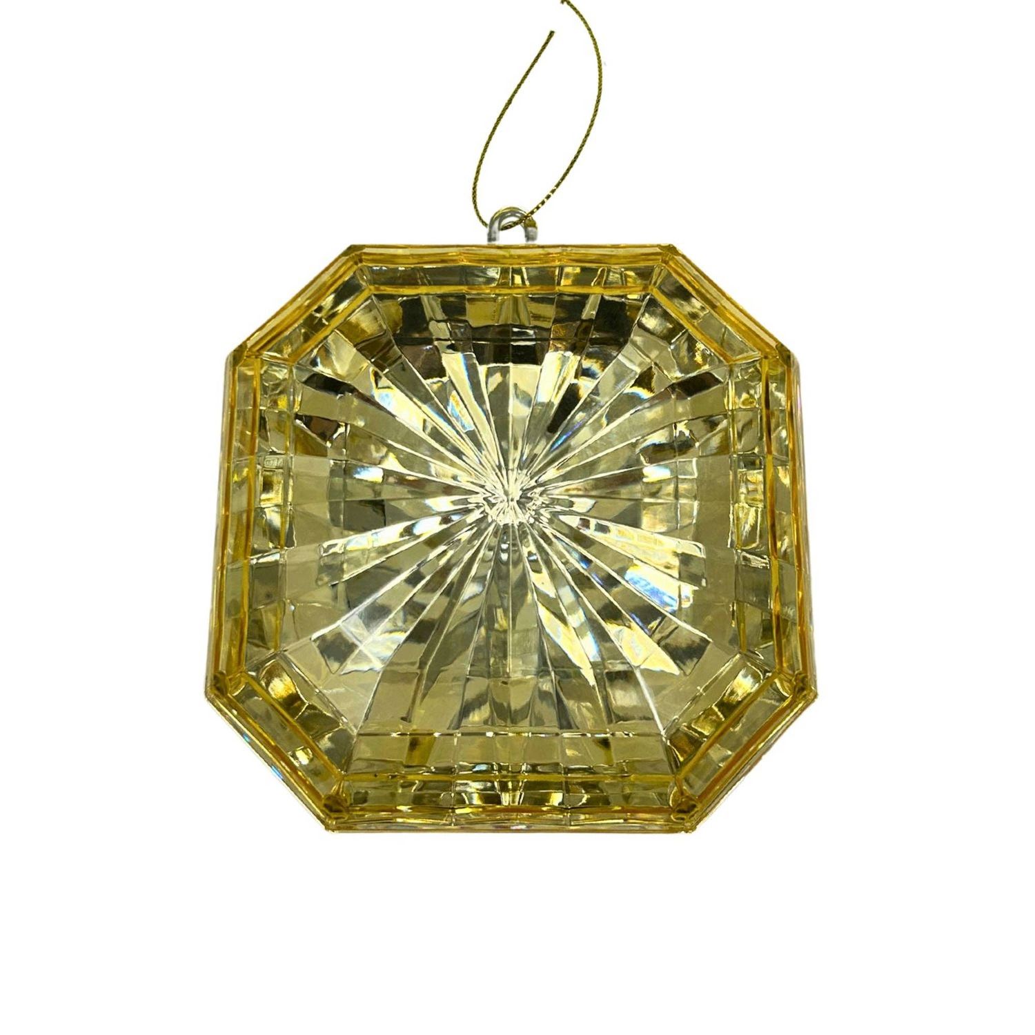 Plastic square Diamond Ornament - Gold 4.7x5.1x2"