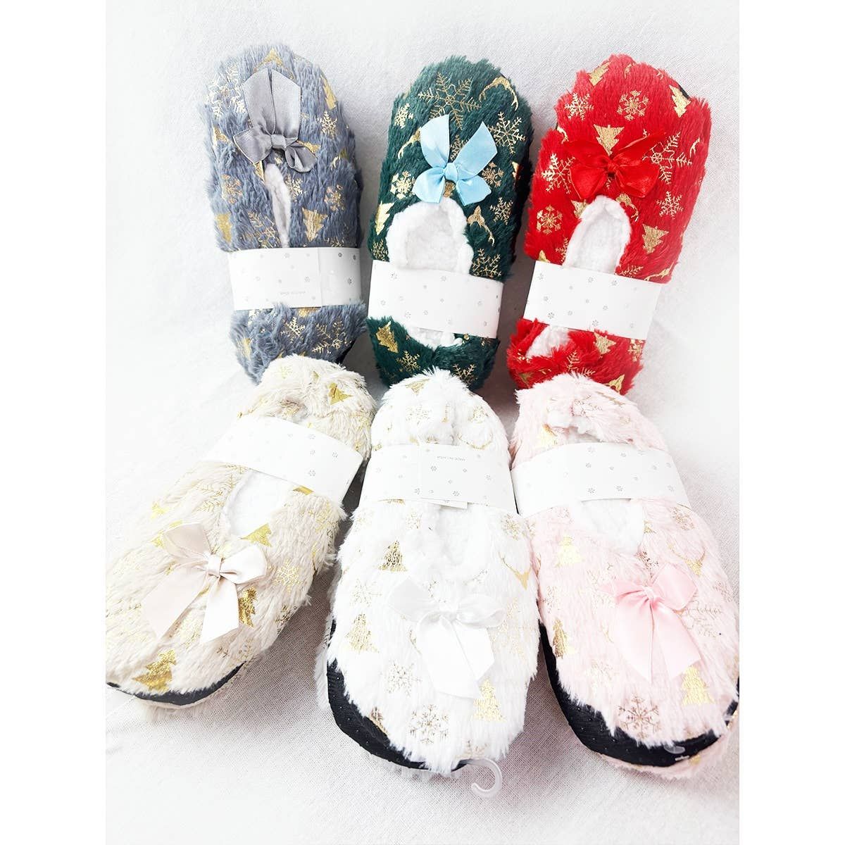 Elegant Christmas Design Fuzzy Socks Slippers, Color: MIX COLOR, Size: ONE(12)