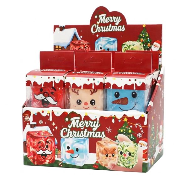 Light-Up Christmas Maltose Cube Squishy Toy – Solid Colors