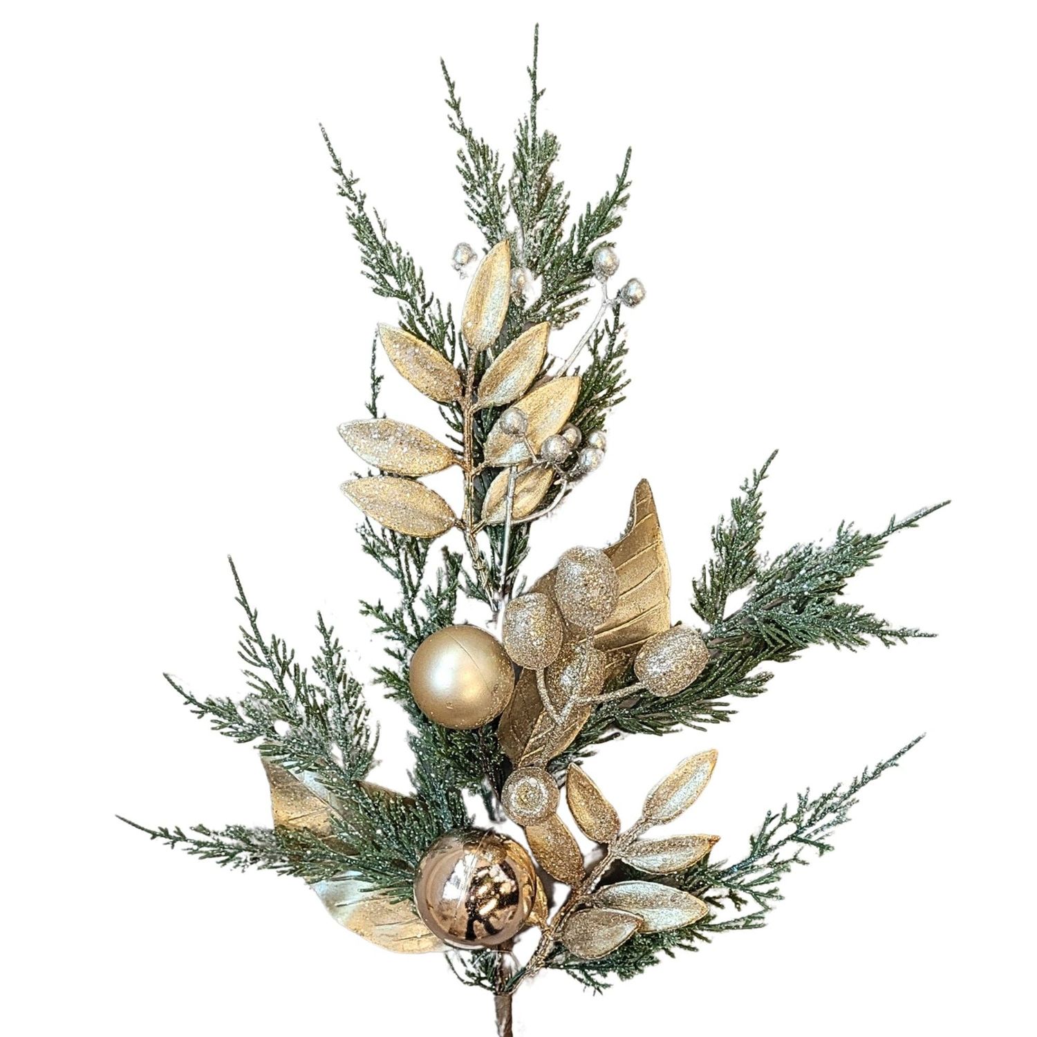 Cedar Mixed Metallic Leaves Spray 22”