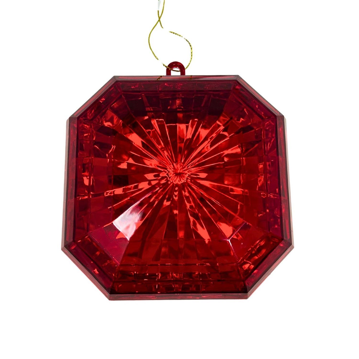 Plastic square Diamond Ornament - Red 4.7x5.1x2"