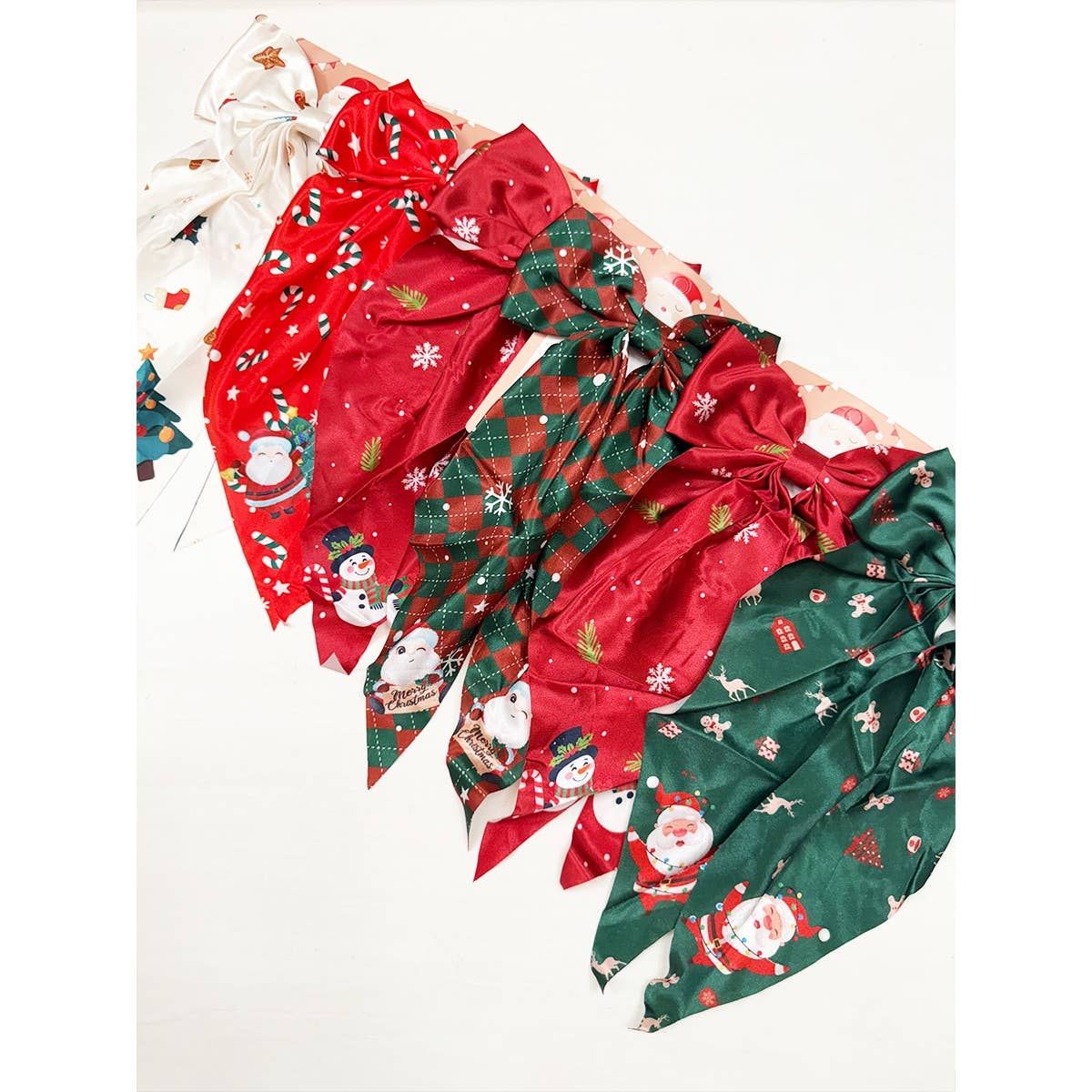 Christmas Boarder Print Bow Hair Clip, Color: MIX COLOR, Size: ONE(12)