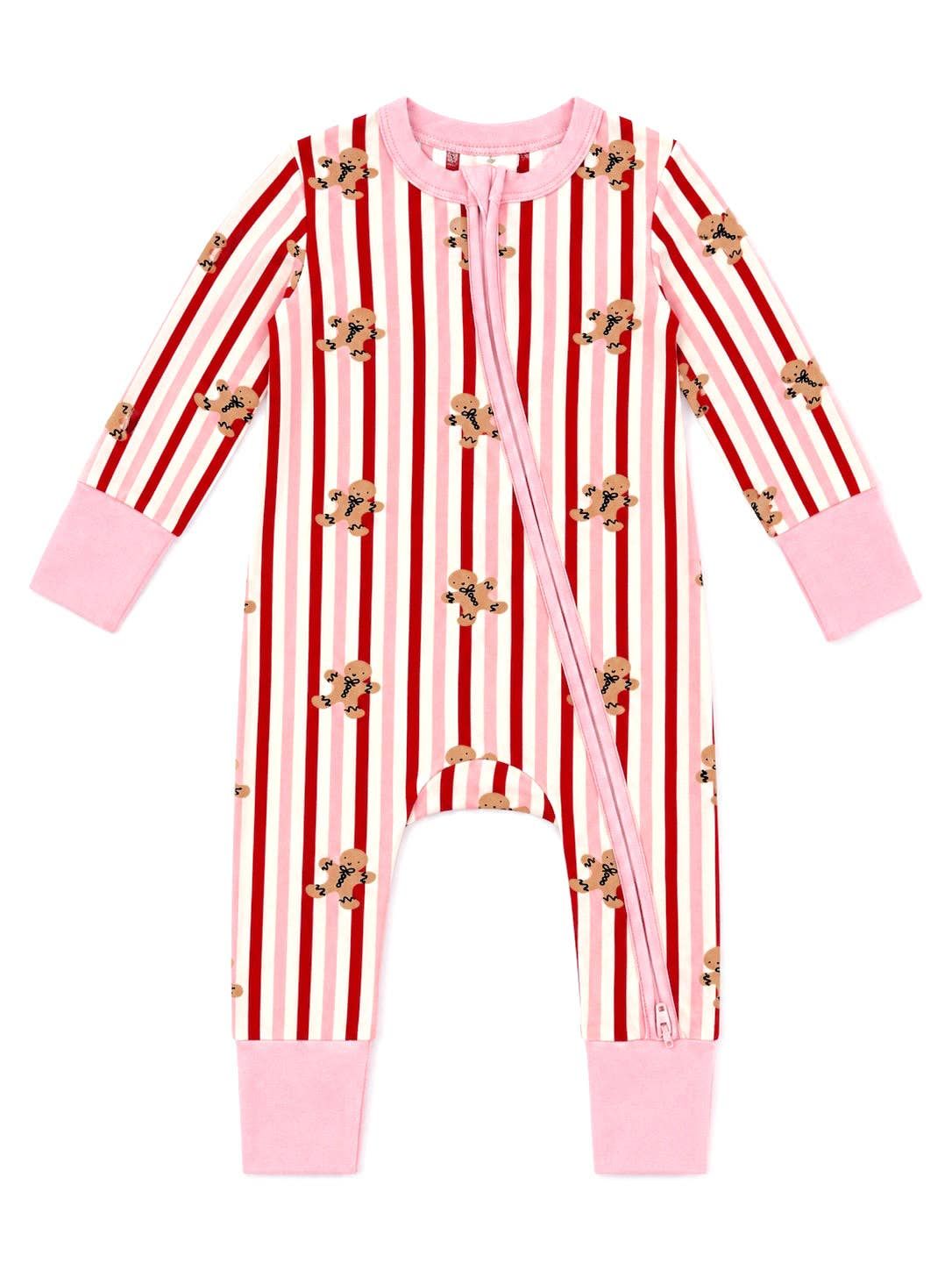 2-Way Zip Romper, Gingerbread Lane Pink