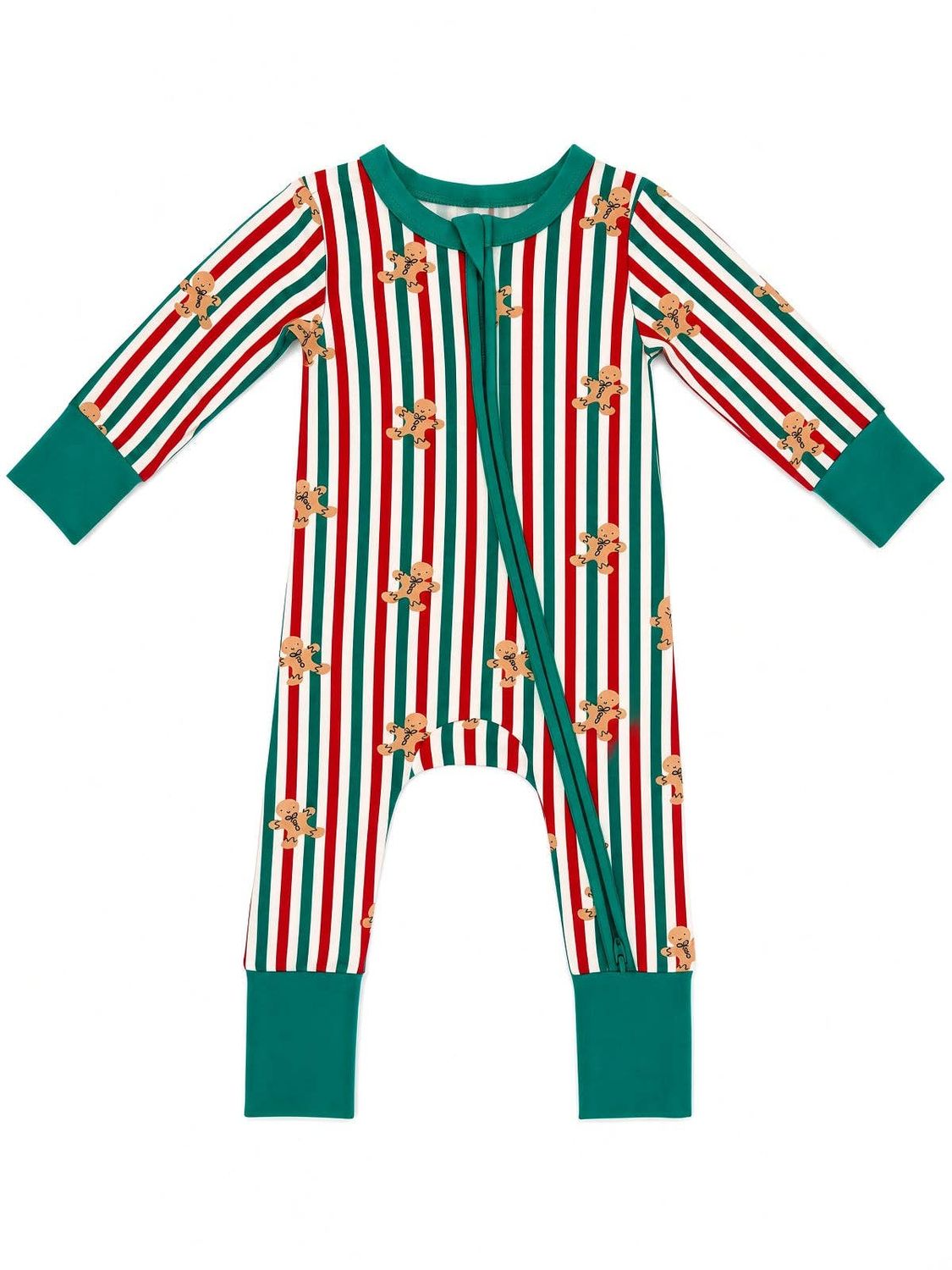 2-Way Zip Romper, Gingerbread Lane