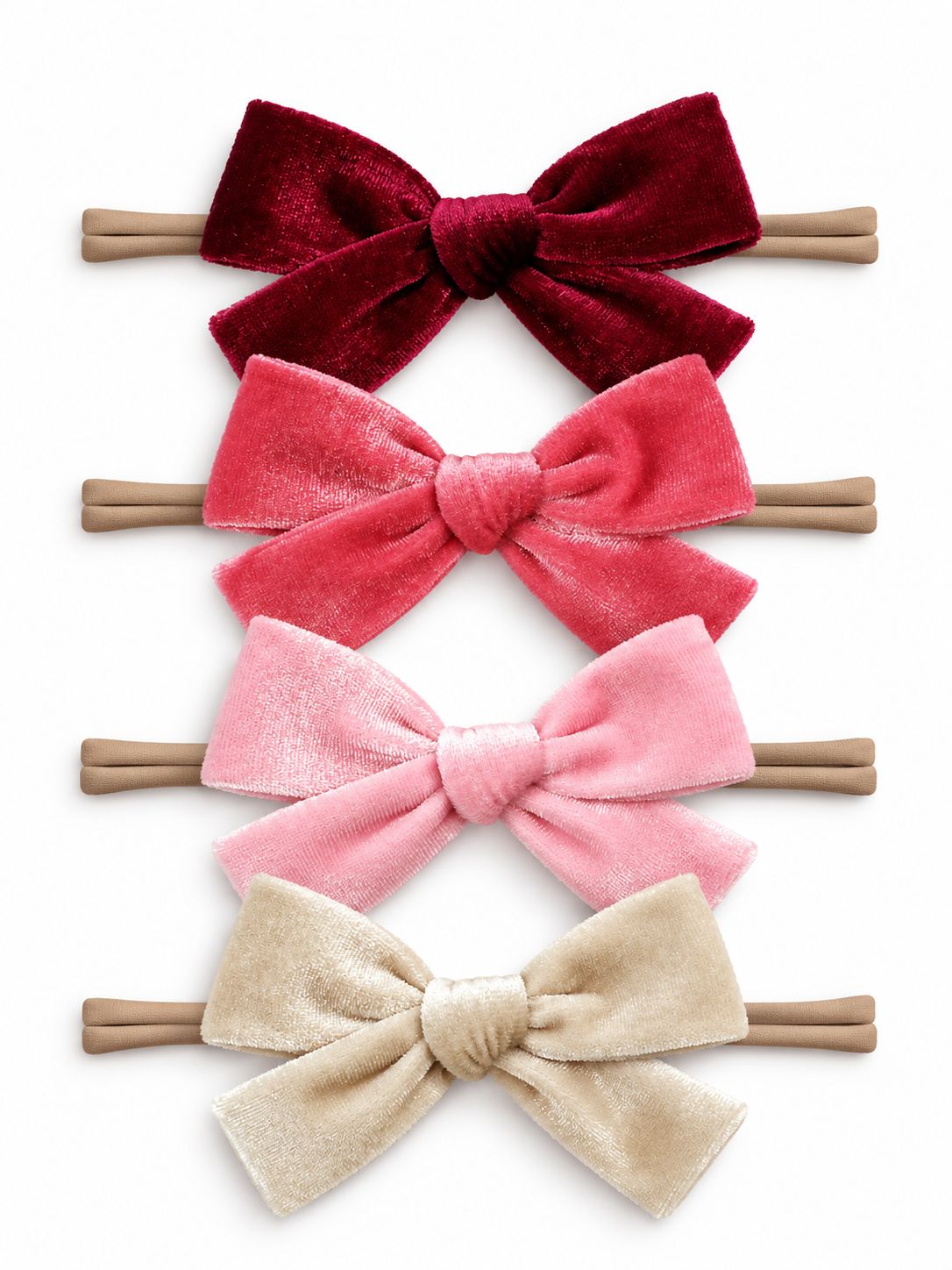 4-Pack Velvet Nylon Bows, Vintage Rose