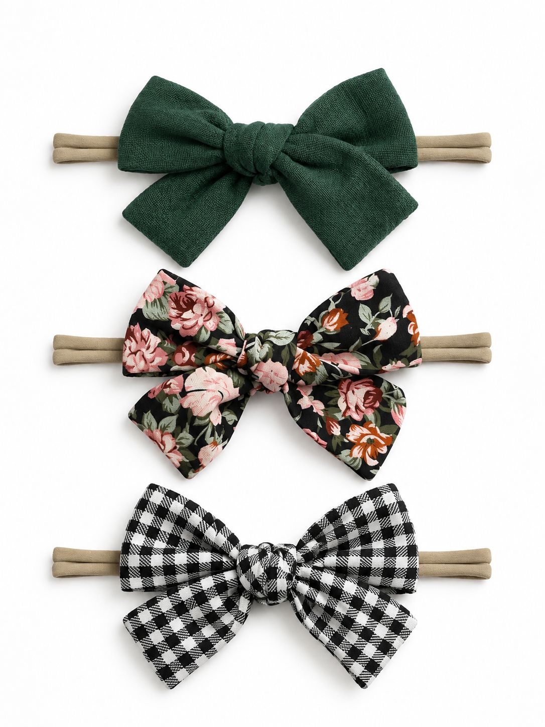 3-Pack Nylon Bows, Ivy