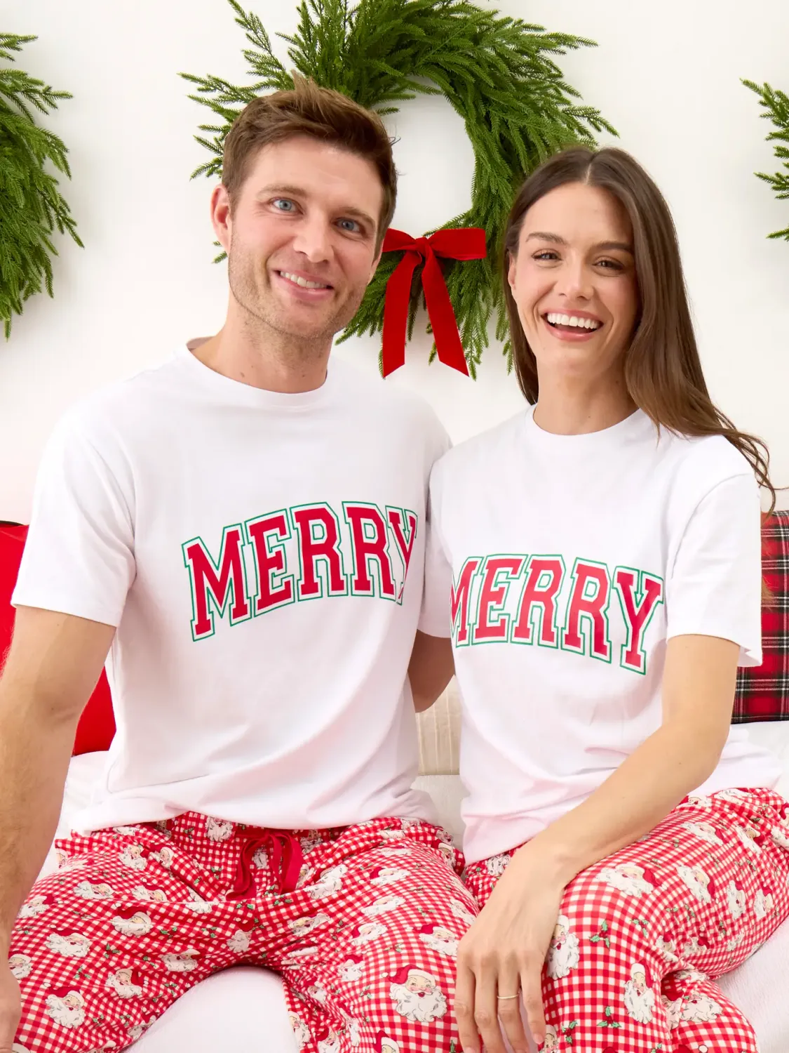 Adult Red Merry Short Sleeve Graphic Tee