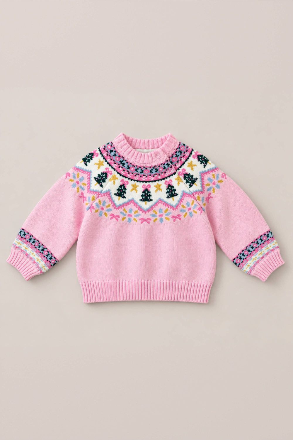 Baby Melody Sweater in Marzipan Pink Fair Isle