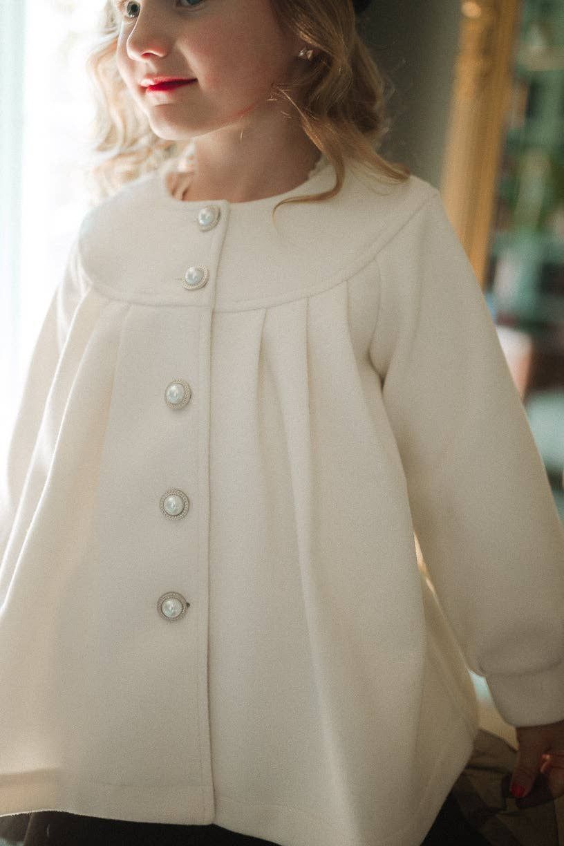 Mini Della Coat in Cream, Size: 3T
