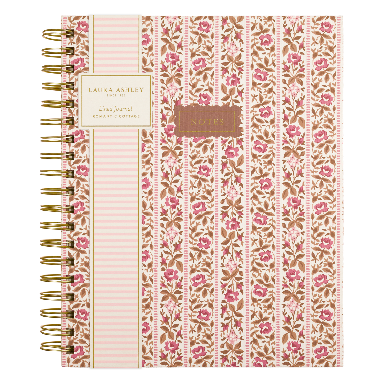 Laura Ashley Romantic Cottage Stripe Spiral Journal 8x10