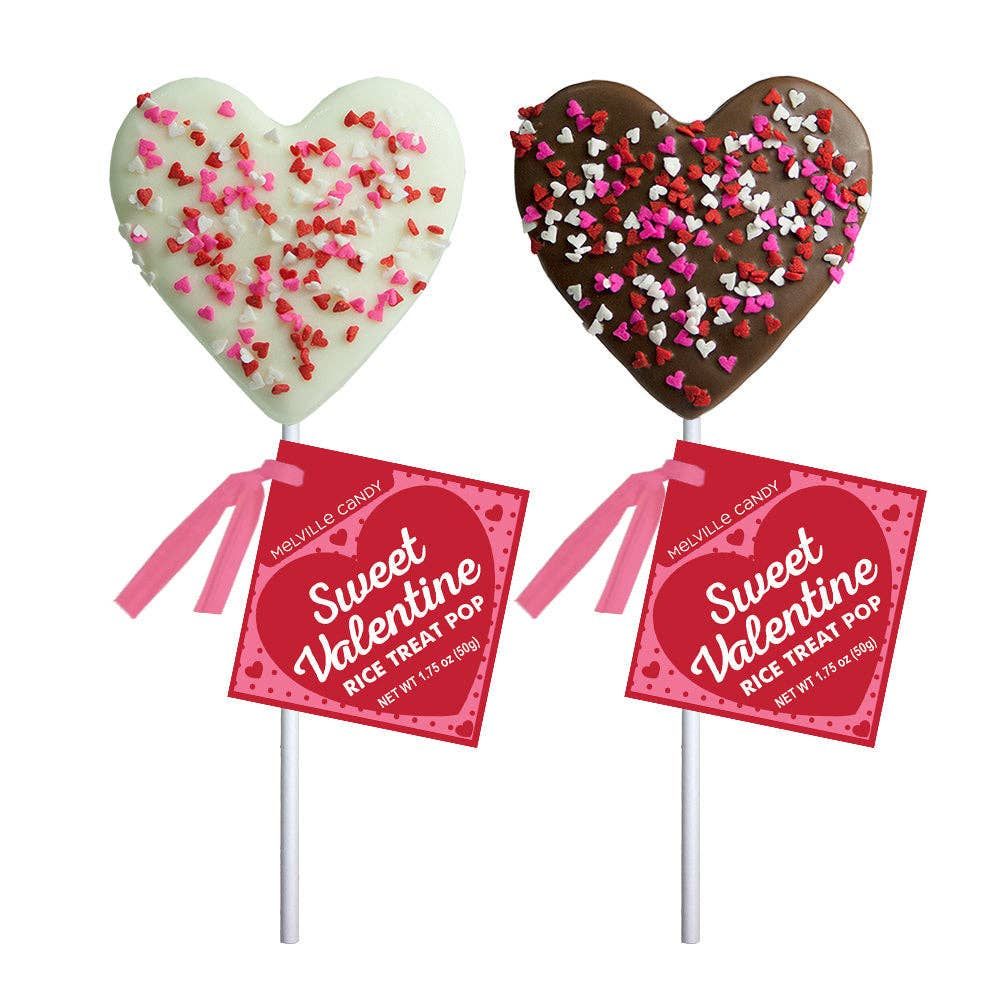 Confetti Heart Rice Treat Pops - White &amp; Milk Chocolatey