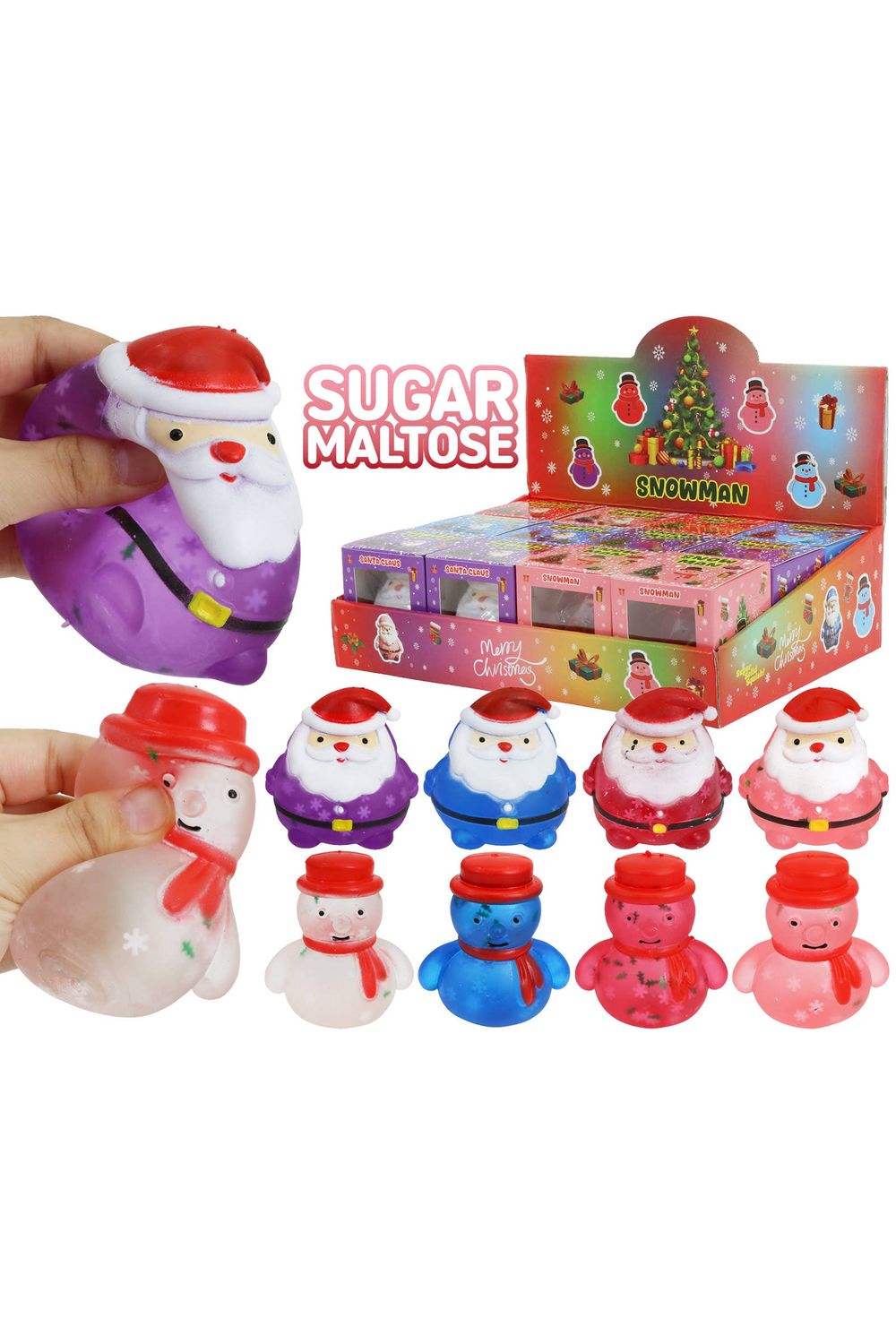 Santa and Snowman Sugar Maltose Putty Filled Squishy, Color: ASSORTED, Size: ONE SIZE