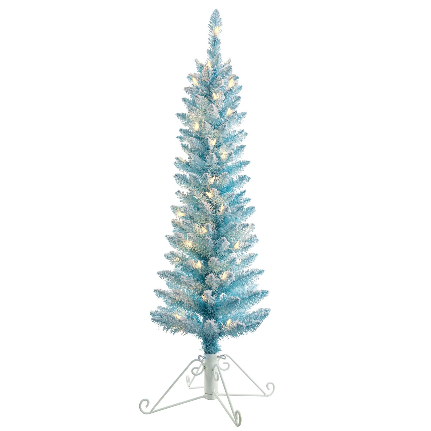 4 Foot Prelit Blue Cotton Candy Flocked Fir Christmas Tree