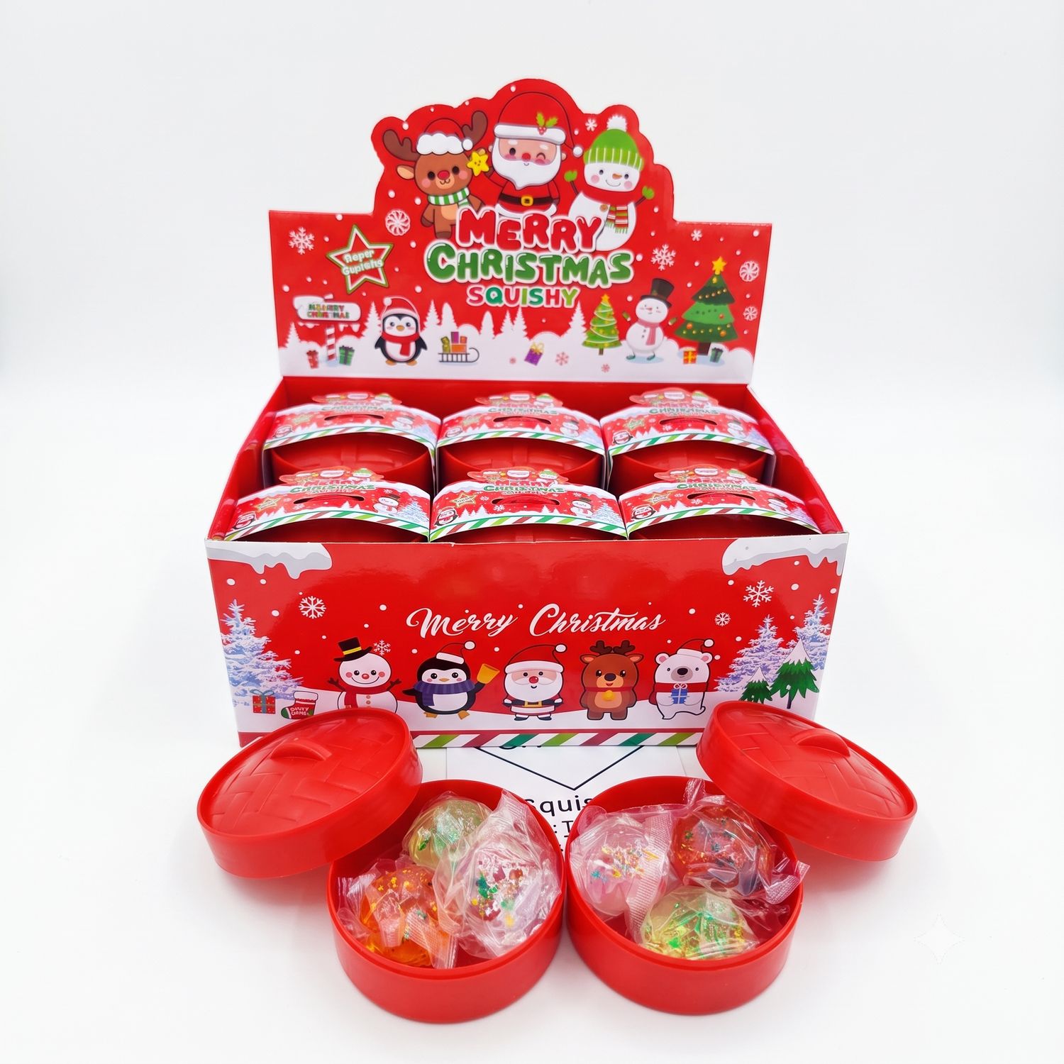 3pc Christmas Glitter Dumpling Squishy Toy Stress Relief