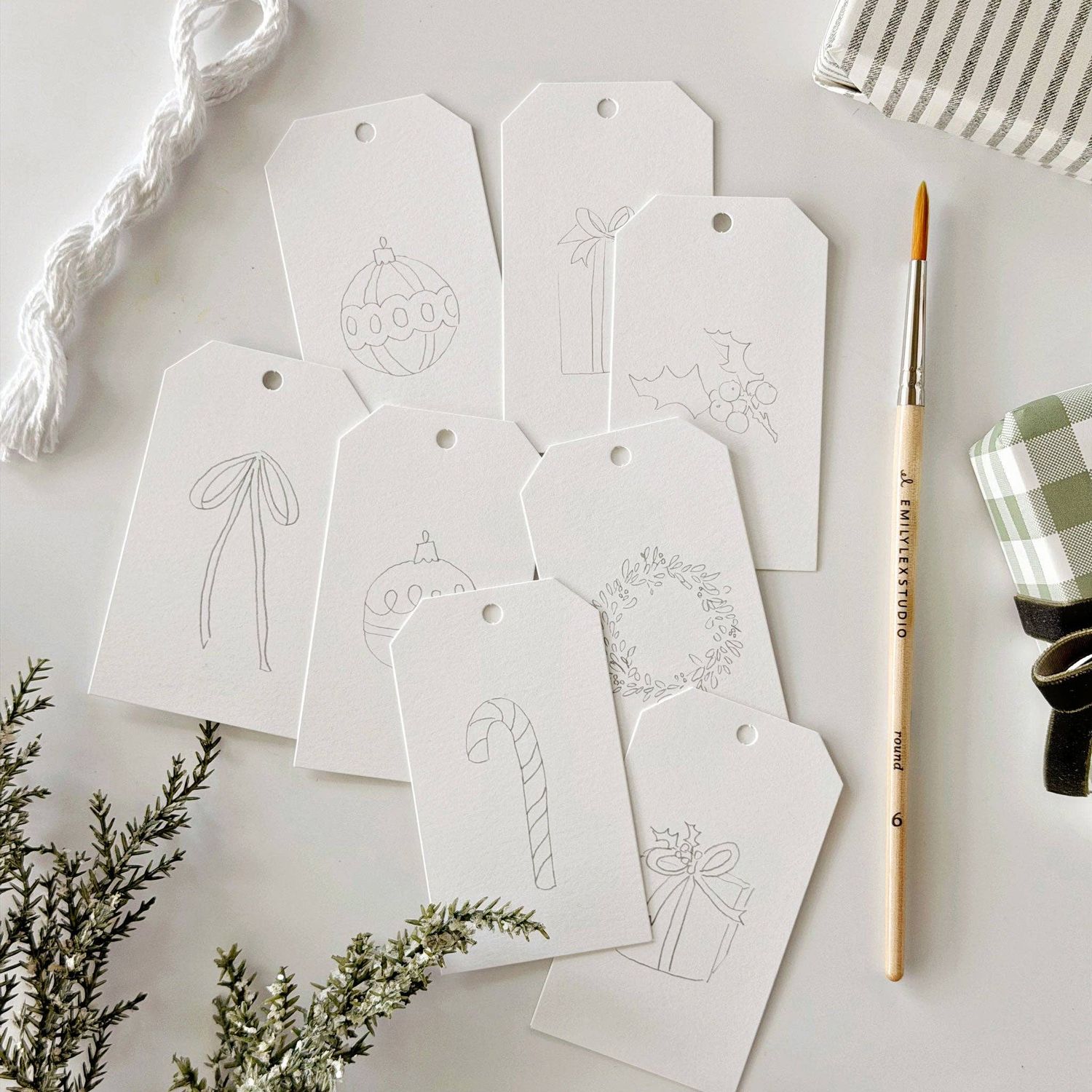 Classic christmas paintable gift tags