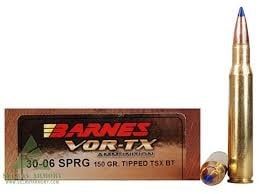 Barnes VOR-TX 30-06 SPR 150GR TTSX BT 2970FPS 20RDS Barnes VOR-TX 30-06 SPR 150GR TTSX BT 2970FPS 20RDS
