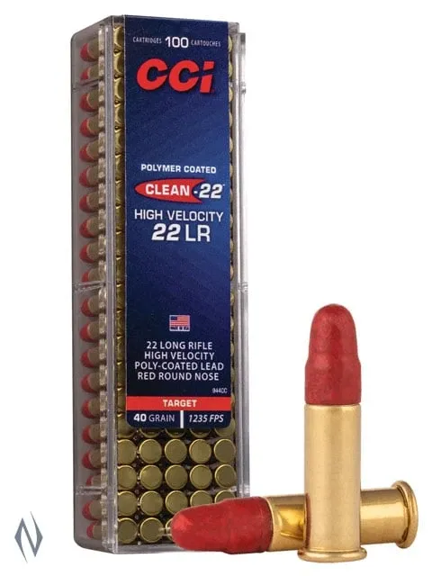CCI Clean-22, 22 LR, 40 Grain, High Velocity Poly-Coated Lead Round Nose, 1235 fps