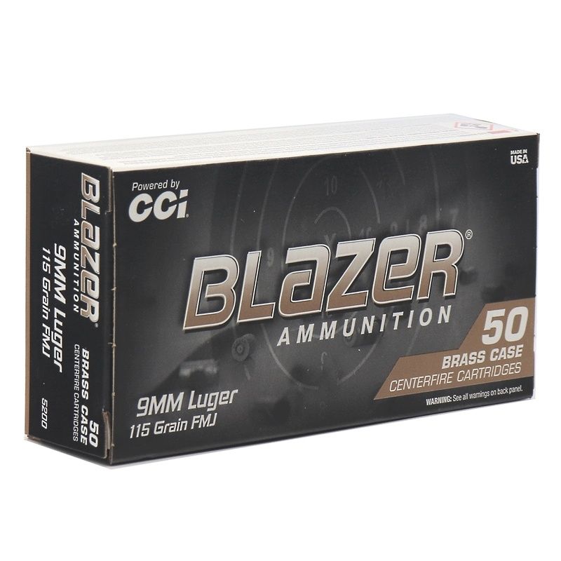 CCI Blazer Ammo 9mm Luger 115Gr FMJ