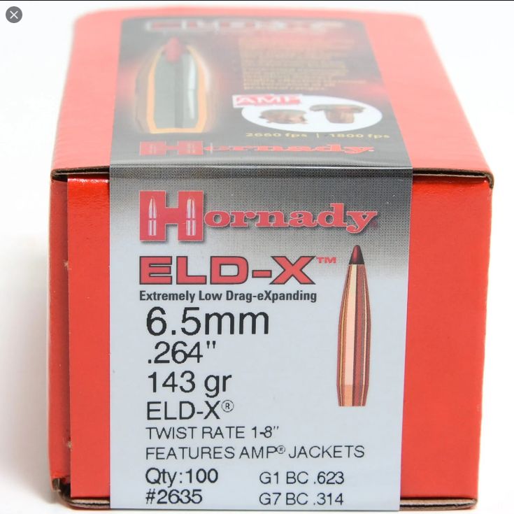Hornady 6.5mm (.264) 143 gr ELD-X Bullets 100ct
