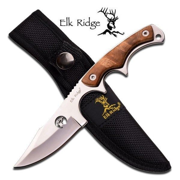 Elk Ridge Fixed Blade 7" Burl Wood Handle