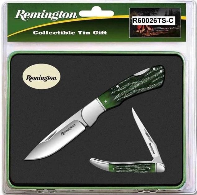 Remington Collectible Tin 2 Knives Set Folding Liner