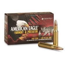 Federal American Eagle 308 Win 130GR JHP Varmint & Predator Federal American Eagle 308 Win 130GR JHP Varmint & Predator