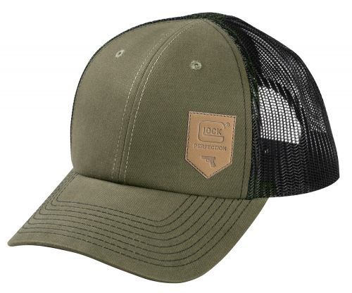 Glock Trucker Cap, Olive and Leather Partch