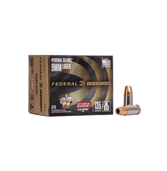 Federal Personal Defense 9mm Luger135GR Hydra-Shok Low Recoil JHP