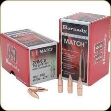 Hornady Match 6.8mm/270 Cal .277 110GR BTHP W/Cannelure