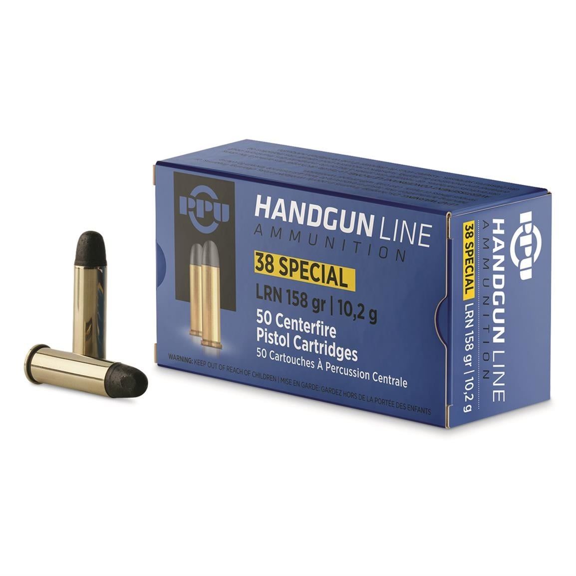 PPU Pistol Ammo 38 Special SWC HP 158GR 50rds