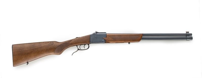 Chiappa 500.190 Double Badger Folding Shotgun/Rifle, Blued, 20 GA/22LR 19" Bbl, Beech Wood Stock,Fiber Optic Sights, 3/8" Rail
