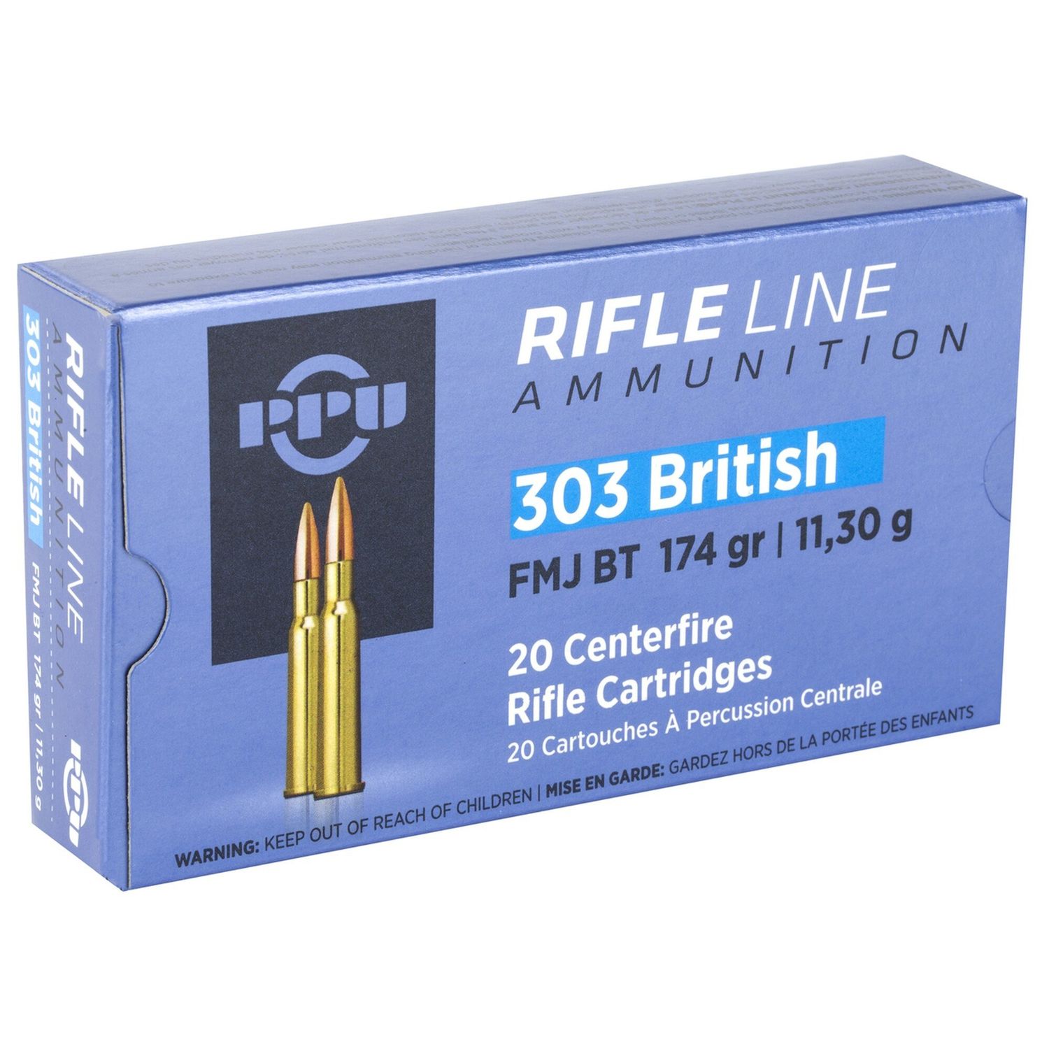PPU Rifle Ammo 303 British FMJ BT 174GR 20ct