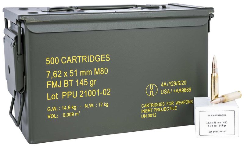 PPU Rangemaster 7.62x51 FMJBT 145gr 500 Rounds Metal Can