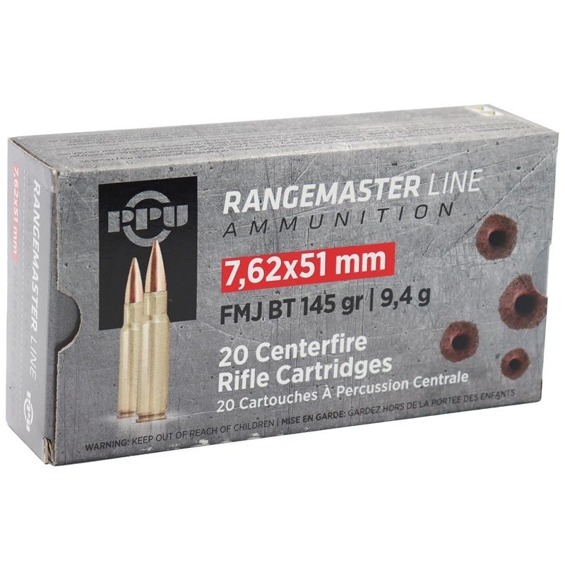 PPU Rangemaster 7.62x51 FMJBT 145gr 500 Rounds Metal Can