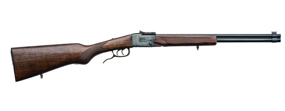 Chiappa 500.097 Double Badger Folding Shotgun/Rifle,410/22LR Blued, 19" Bbl, 3/8" Dovetail Rail For Scope Mount, Fiber optic sights, wooden stock