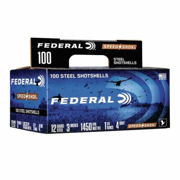 Federal 4 Speed Shok Waterfowl Shotshell 12 Ga, 3", 1-1/4oz 1450fps #4, 100 Pack